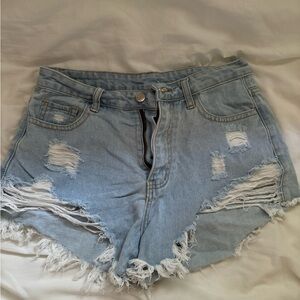 Light Blue Ripped Jean Shorts